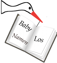 Vornamenbuch und Storchenabbildung (bringt Vornamen - als Seitenlogo)
